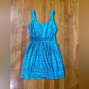 Blue Patterned Sleeveless Dress